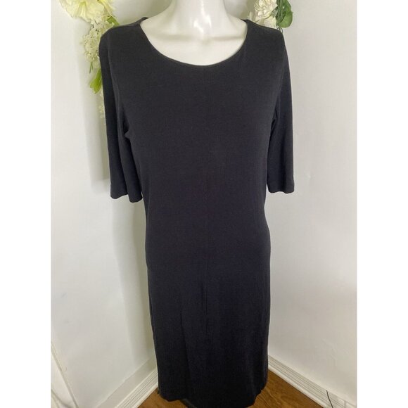 Diane Von Furstenberg Women Scoop Neck Short Sleeve Midi Dress Black Size Large - Picture 14 of 16